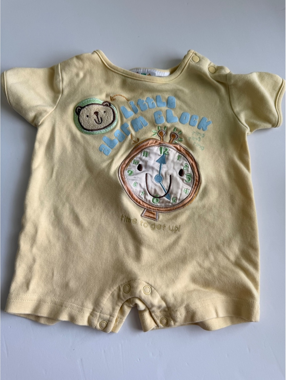 Vintage Miniwear Yellow Alarm Clock Romper 3/6M